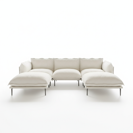 Solenza Aurora | 111" Cloud Modular U-Shaped Sectional + 2 Ottomans - Washable Velvet