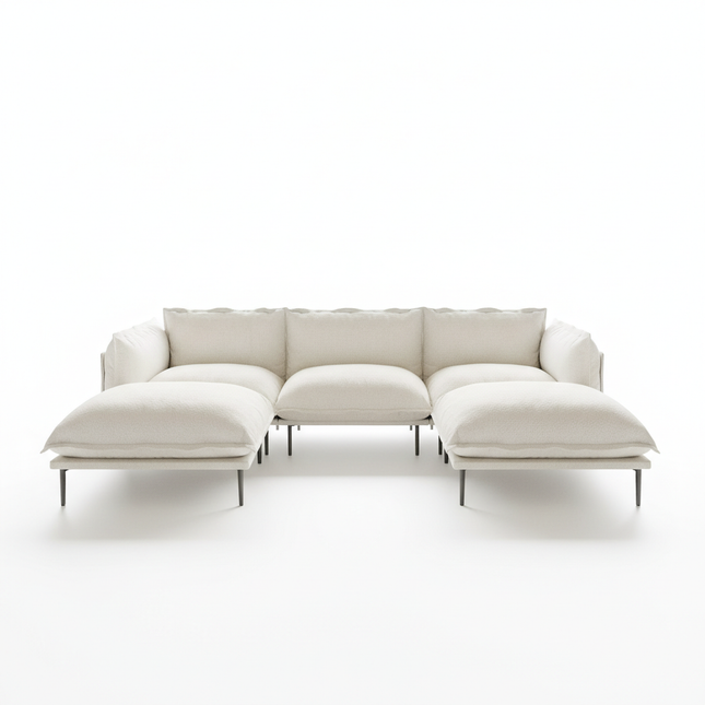 Solenza Aurora | 111" Cloud Modular U-Shaped Sectional + 2 Ottomans - Washable Velvet