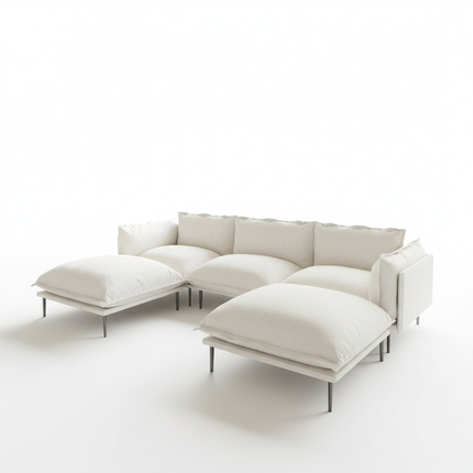 Solenza Aurora | 111" Cloud Modular U-Shaped Sectional + 2 Ottomans - Washable Velvet