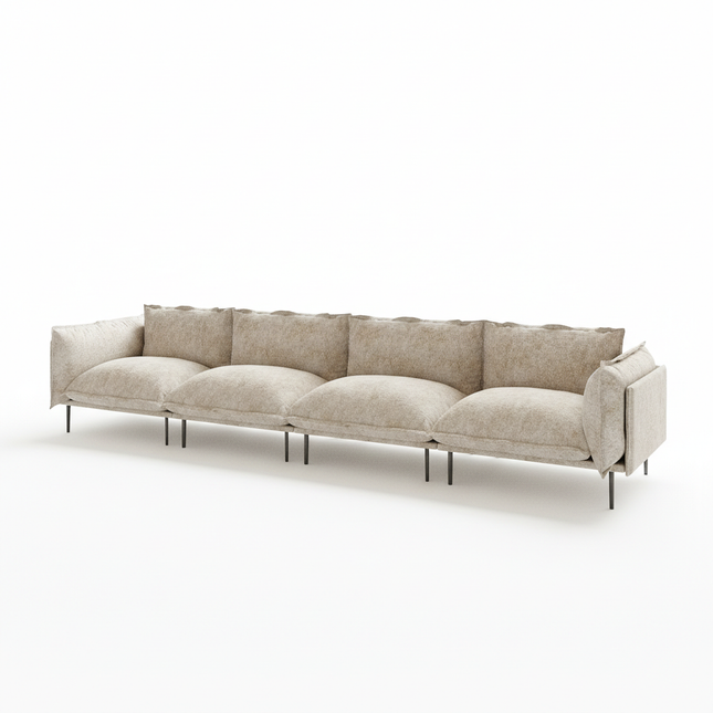 Solenza Aurora | 147" XL Cloud Modular 4-Seater Sofa - Washable Velvet