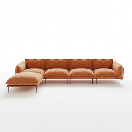 Solenza Aurora | 147" XL Cloud Modular 4-Seater Sectional + Ottoman - Washable Velvet