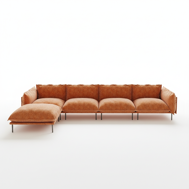 Solenza Aurora | 147" XL Cloud Modular 4-Seater Sectional + Ottoman - Washable Velvet