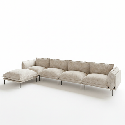 Solenza Aurora | 147" XL Cloud Modular 4-Seater Sectional + Ottoman - Washable Velvet