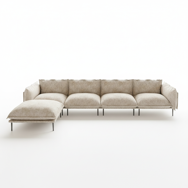 Solenza Aurora | 147" XL Cloud Modular 4-Seater Sectional + Ottoman - Washable Velvet