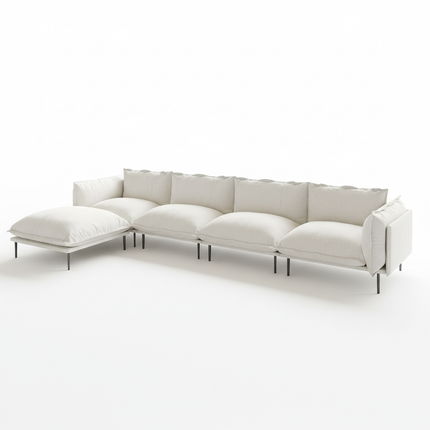 Solenza Aurora | 147" XL Cloud Modular 4-Seater Sectional + Ottoman - Washable Velvet
