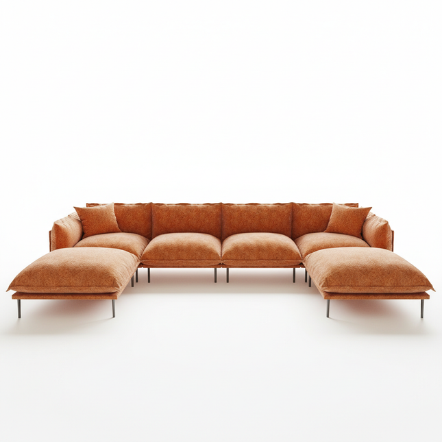 Solenza Aurora | 147" XL Cloud Modular U-Shaped Sectional + 2 Ottomans - Washable Velvet