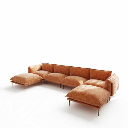 Solenza Aurora | 147" XL Cloud Modular U-Shaped Sectional + 2 Ottomans - Washable Velvet