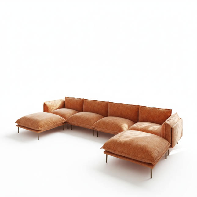 Solenza Aurora | 147" XL Cloud Modular U-Shaped Sectional + 2 Ottomans - Washable Velvet