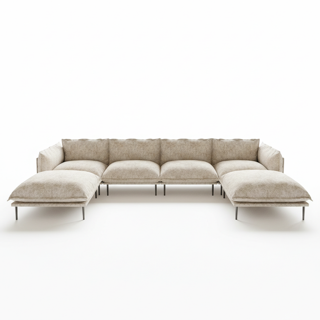 Solenza Aurora | 147" XL Cloud Modular U-Shaped Sectional + 2 Ottomans - Washable Velvet