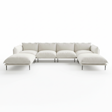 Solenza Aurora | 147" XL Cloud Modular U-Shaped Sectional + 2 Ottomans - Washable Velvet