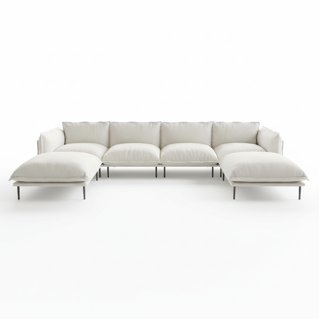 Solenza Aurora | 147" XL Cloud Modular U-Shaped Sectional + 2 Ottomans - Washable Velvet