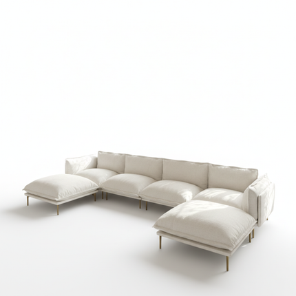 Solenza Aurora | 147" XL Cloud Modular U-Shaped Sectional + 2 Ottomans - Washable Velvet