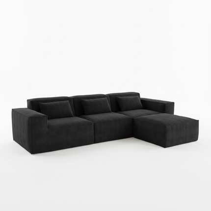 Solenza Mellow | 118" Cloud Modular 3-Seater Sectional + Ottoman | Washable Velvet Sofa