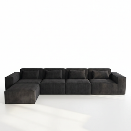 Solenza Mellow | 150" XL Cloud Modular 4-Seater Sofa + Ottoman | Washable Velvet Sofa