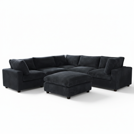 Solenza Palatina | 118" Cloud Modular V-Shaped Corner Sectional + Ottoman | Washable Plush Fabric
