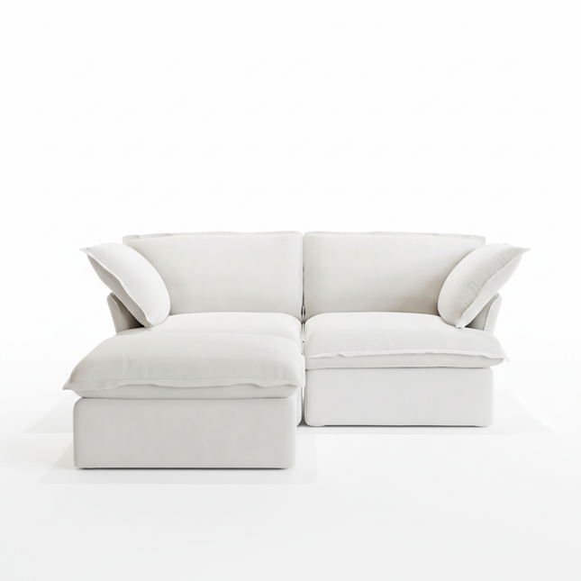 Solenza Lounge | 83" Cloud Modular Sectional + Ottoman | Washable Sofa