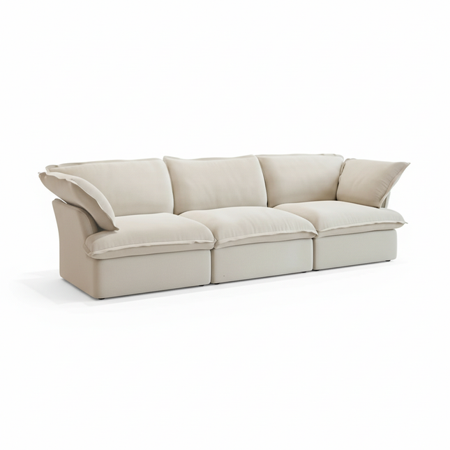Solenza Lounge | 122" Cloud Modular 3-Seat Sofa | Washable Linen Sofa