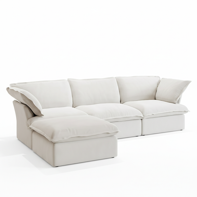 Solenza Lounge | 122" Cloud Modular Sectional + Ottoman | Washable Sofa