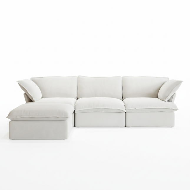 Solenza Lounge | 122" Cloud Modular Sectional + Ottoman | Washable Sofa