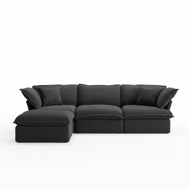 Solenza Lounge | 122" Cloud Modular Sectional + Ottoman | Washable Sofa