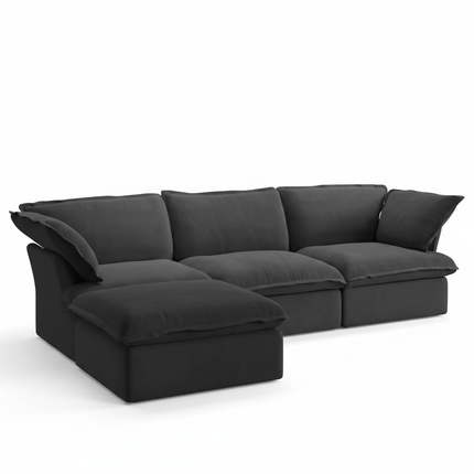Solenza Lounge | 122" Cloud Modular Sectional + Ottoman | Washable Sofa