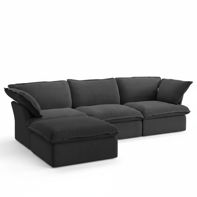 Solenza Lounge | 122" Cloud Modular Sectional + Ottoman | Washable Sofa