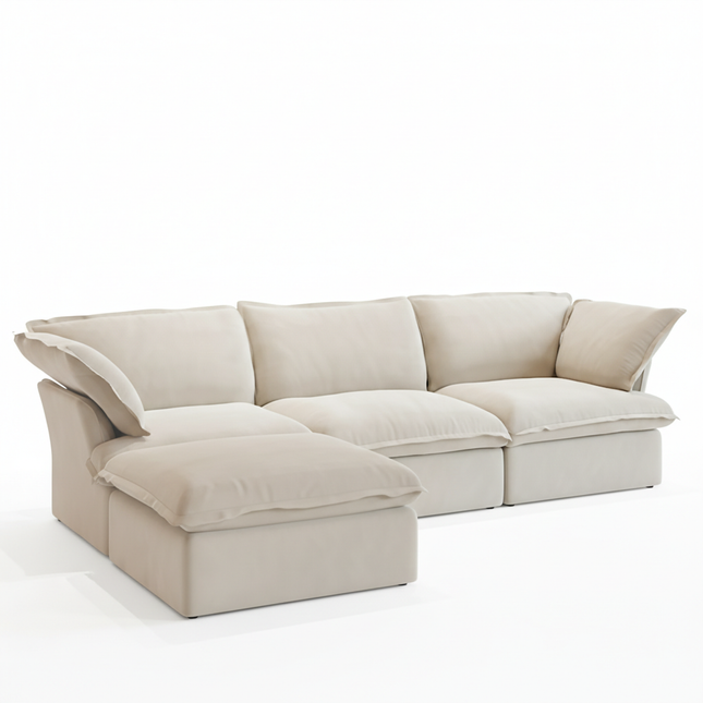 Solenza Lounge | 122" Cloud Modular Sectional + Ottoman | Washable Sofa