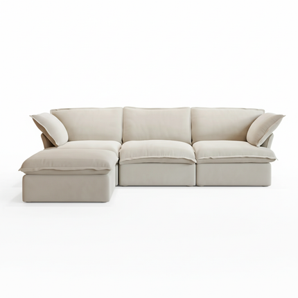 Solenza Lounge | 122" Cloud Modular Sectional + Ottoman | Washable Sofa