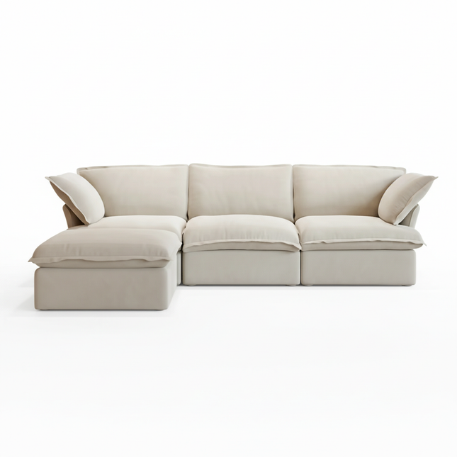 Solenza Lounge | 122" Cloud Modular Sectional + Ottoman | Washable Sofa