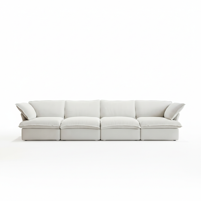 Solenza Lounge | 162" Cloud Modular 4-Seat Sofa | Washable Linen Sofa