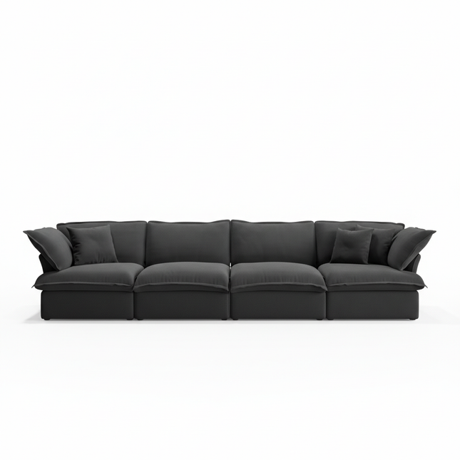 Solenza Lounge | 162" Cloud Modular 4-Seat Sofa | Washable Linen Sofa