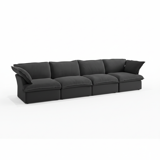 Solenza Lounge | 162" Cloud Modular 4-Seat Sofa | Washable Linen Sofa
