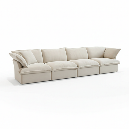Solenza Lounge | 162" Cloud Modular 4-Seat Sofa | Washable Linen Sofa