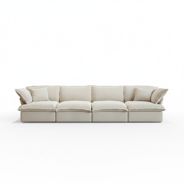 Solenza Lounge | 162" Cloud Modular 4-Seat Sofa | Washable Linen Sofa