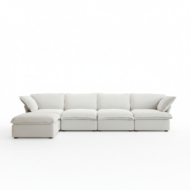 Solenza Lounge | 162" Cloud Modular L-Shape + Ottoman | Washable Sofa