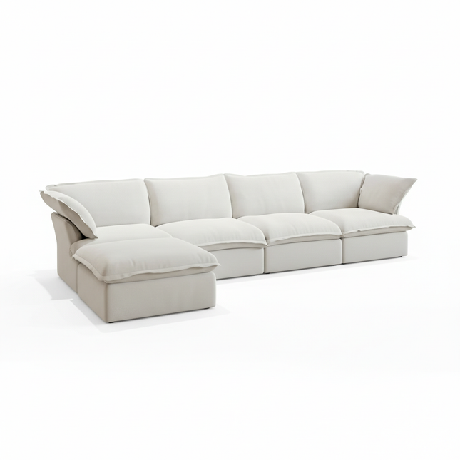 Solenza Lounge | 162" Cloud Modular L-Shape + Ottoman | Washable Sofa
