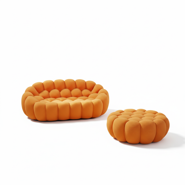 Solenza Bubble | 2-Seat Modular Loveseat + Ottoman | 3D-Knitted Fabric