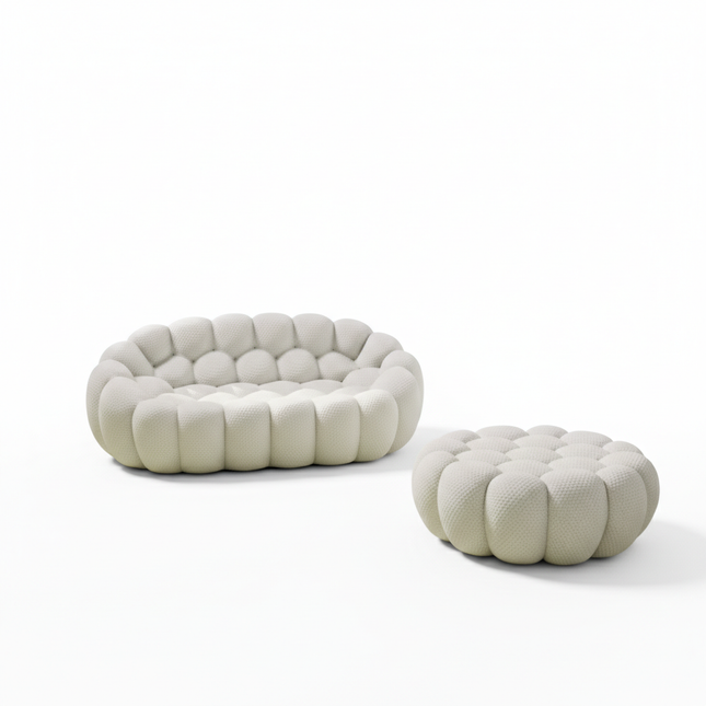 Solenza Bubble | 2-Seat Modular Loveseat + Ottoman | 3D-Knitted Fabric