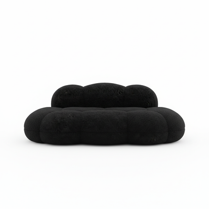 Solenza Cloud Bubble Sofa | White Sherpa Fleece 2-Seater Loveseat, Deep Seat Curved Design