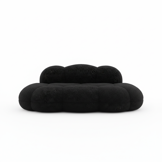 Solenza Cloud Bubble Sofa | White Sherpa Fleece 2-Seater Loveseat, Deep Seat Curved Design