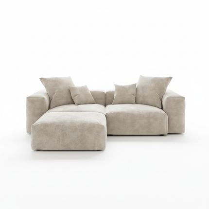 Solenza Haven | 102" Modular Corduroy L-Shaped Sectional + Ottoman | Washable & Pet-Friendly