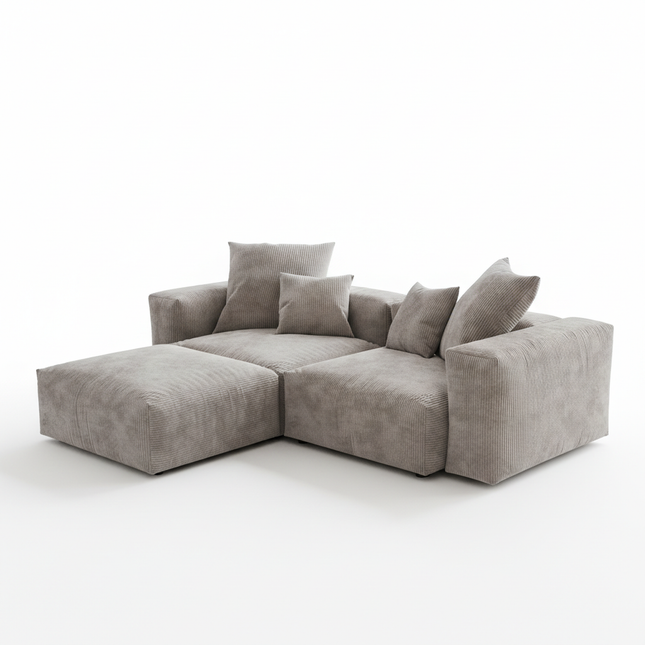 Solenza Haven | 102" Modular Corduroy L-Shaped Sectional + Ottoman | Washable & Pet-Friendly
