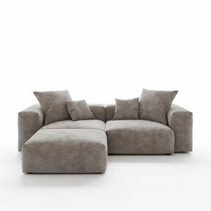 Solenza Haven | 102" Modular Corduroy L-Shaped Sectional + Ottoman | Washable & Pet-Friendly