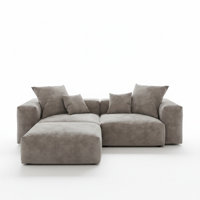 Solenza Haven | 102" Modular Corduroy L-Shaped Sectional + Ottoman | Washable & Pet-Friendly