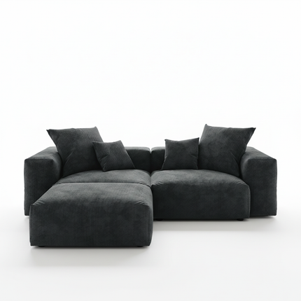 Solenza Haven | 102" Modular Corduroy L-Shaped Sectional + Ottoman | Washable & Pet-Friendly