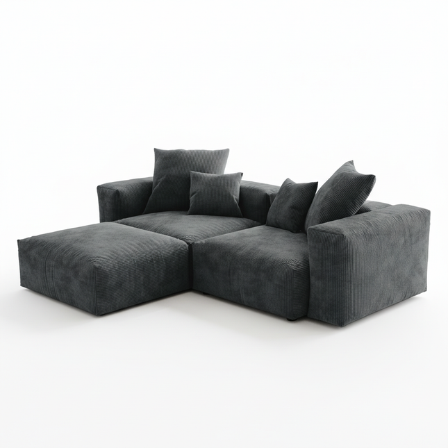 Solenza Haven | 102" Modular Corduroy L-Shaped Sectional + Ottoman | Washable & Pet-Friendly