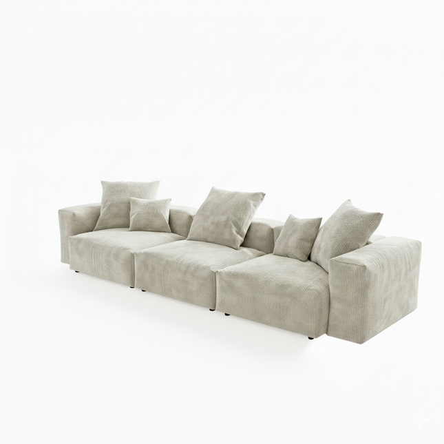 Solenza Haven | 142" Oversized Modular Corduroy 3-Seater Sofa | Washable & Pet-Friendly