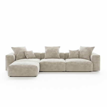 Solenza Haven | 142" Modular Corduroy L-Shaped Sectional + Ottoman | Washable & Pet-Friendly