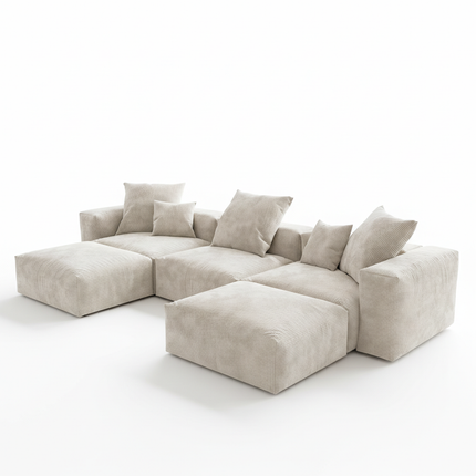 Solenza Haven | 142" Modular Corduroy U-Shaped Sectional + 2 Ottomans | Washable & Pet-Friendly