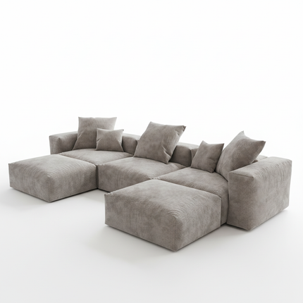 Solenza Haven | 142" Modular Corduroy U-Shaped Sectional + 2 Ottomans | Washable & Pet-Friendly